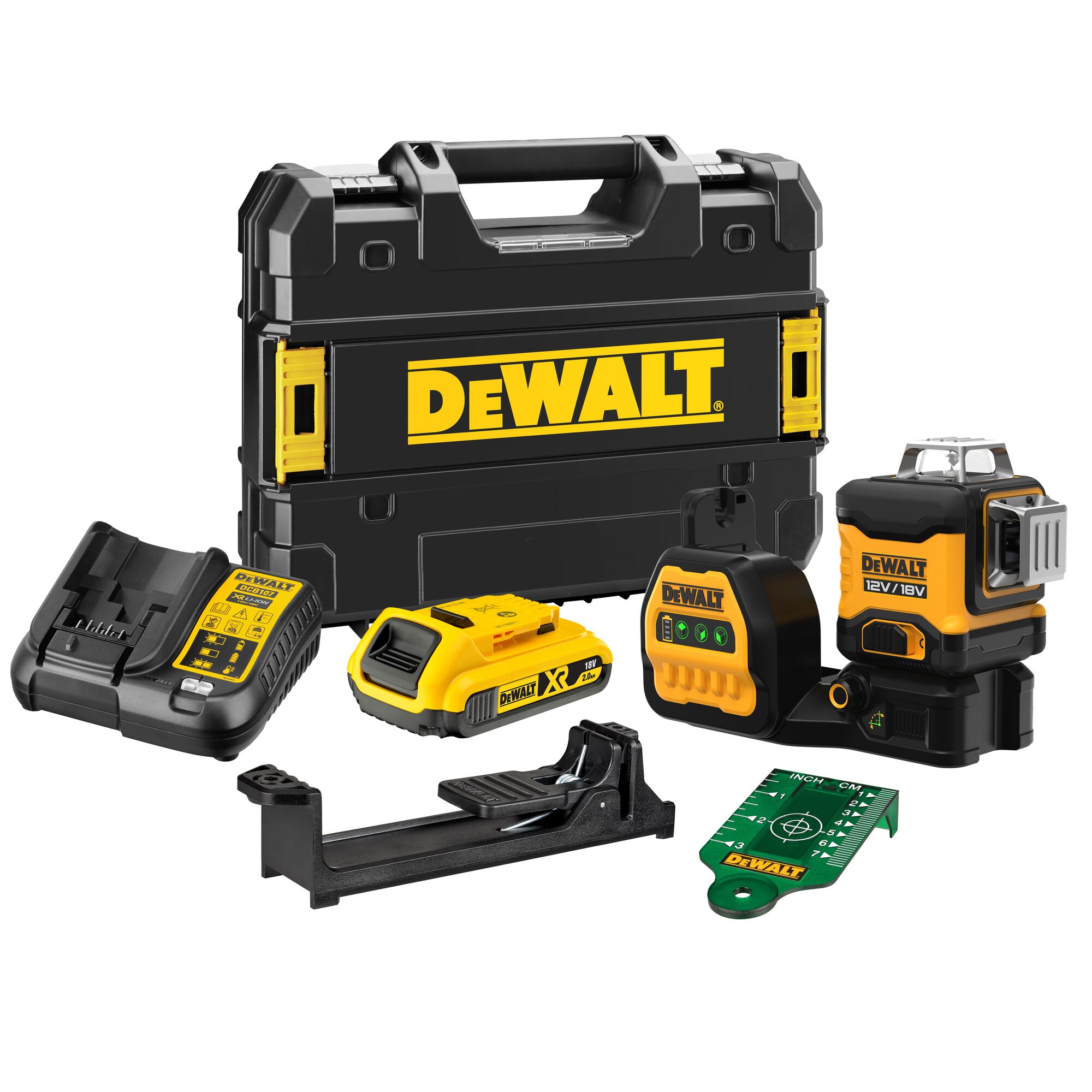 12V 18V XR 3 X 360 Green Cross Line Laser 1 X 2Ah DEWALT