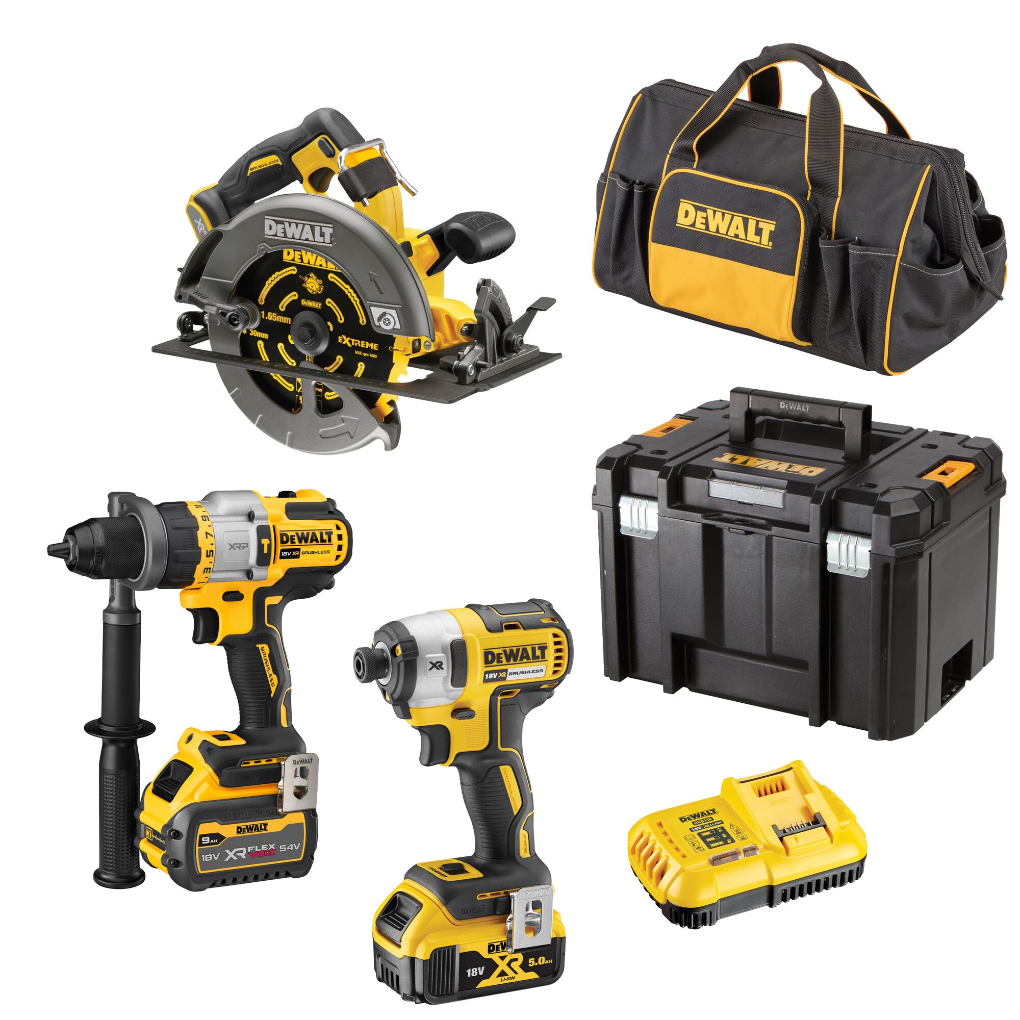 18V 54V XR Mixed Voltage 3 Piece Kit 5.0Ah 9.0Ah DEWALT